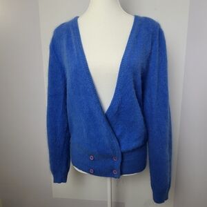 TEL vintage angora lambswool blend pastel button Closure cardigan, M (PTP 19.5")